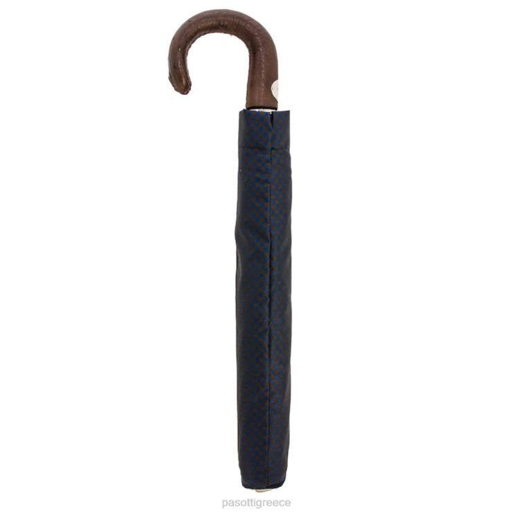 ομπρέλα | PASOTTI 64 52682-3 s - καφέ  navy πτυσσόμενη ομπρέλα με δέρμα στρουθοκαμήλου 2N6B8188 άνδρες